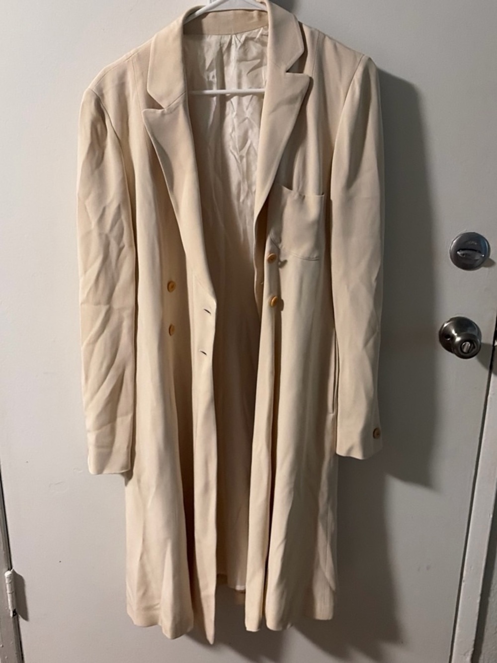 Vintage GRUPPO GFT Cream Long Double-Breasted Coat